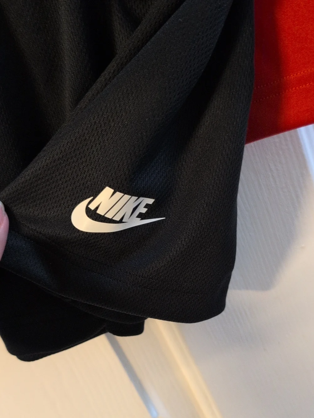 NWT Nike Red Tee with White Logo and Black Athletic Shorts